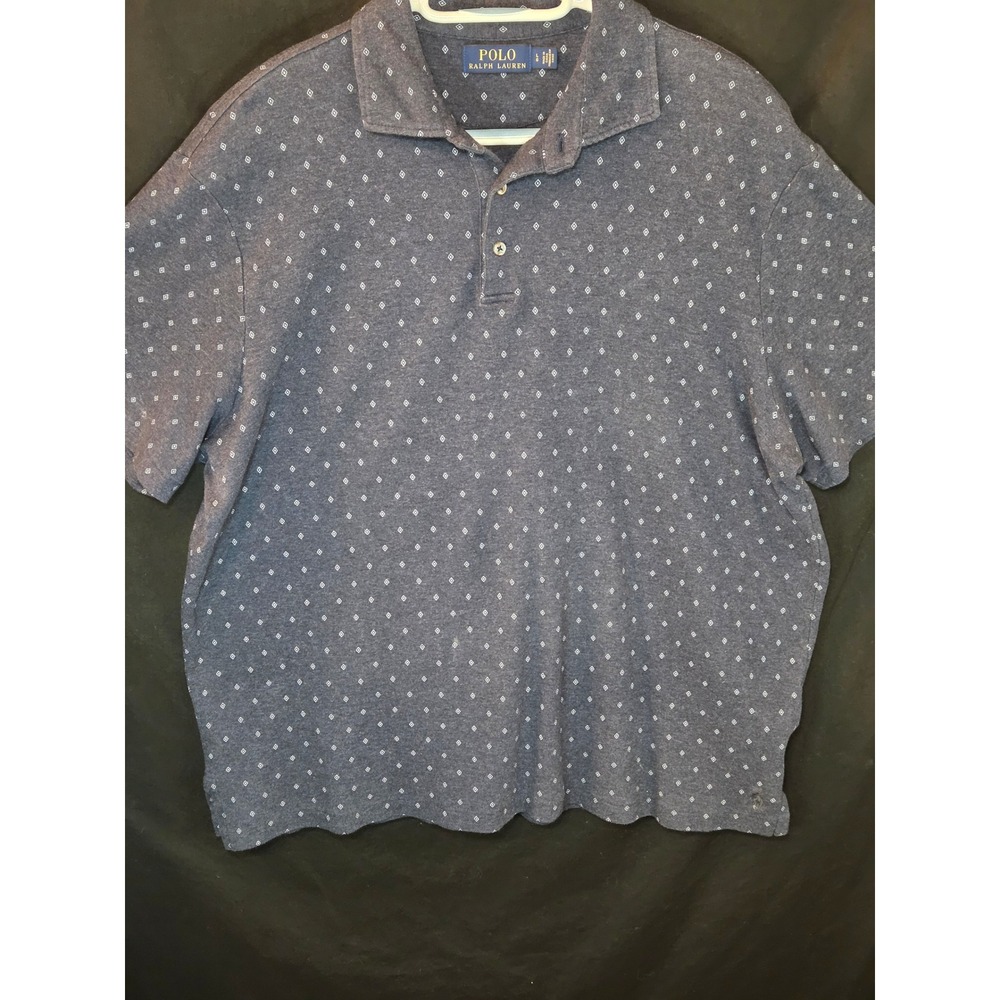 Polo Ralph Lauren Men's Gray Diamond Print‎ Short Sleeve Polo Shirt Size L